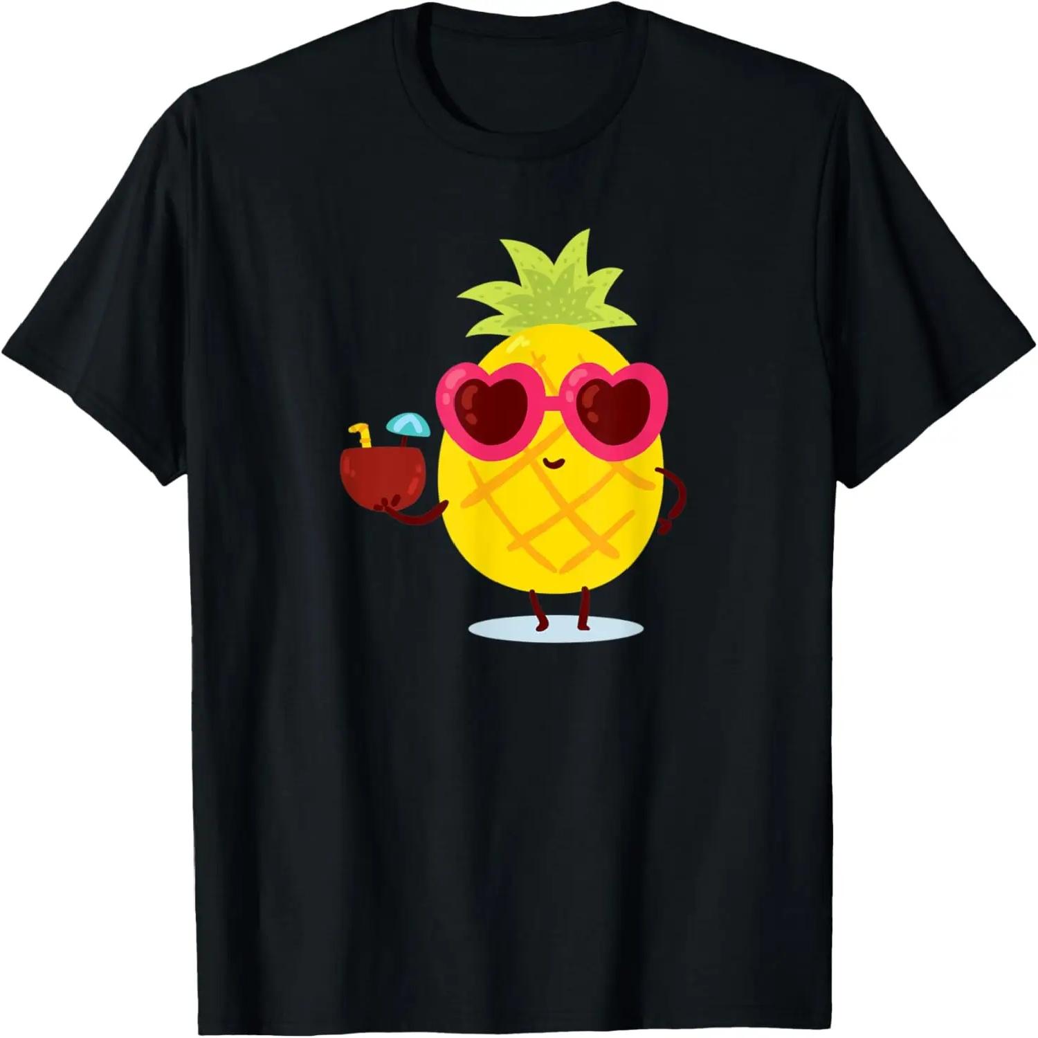 Vintage Pineapple & Butterflies Cute Retro Summer Vacation T-Shirt S