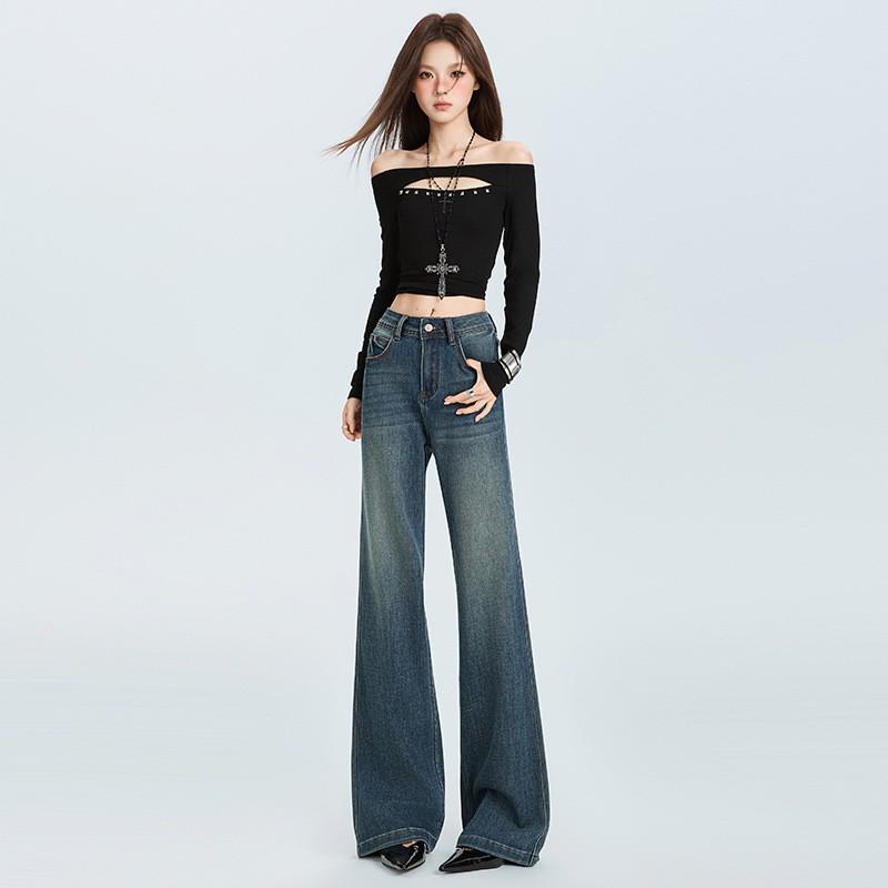 

Женские джинсы клеш 2025 Ретро Летние Стройнящие XL