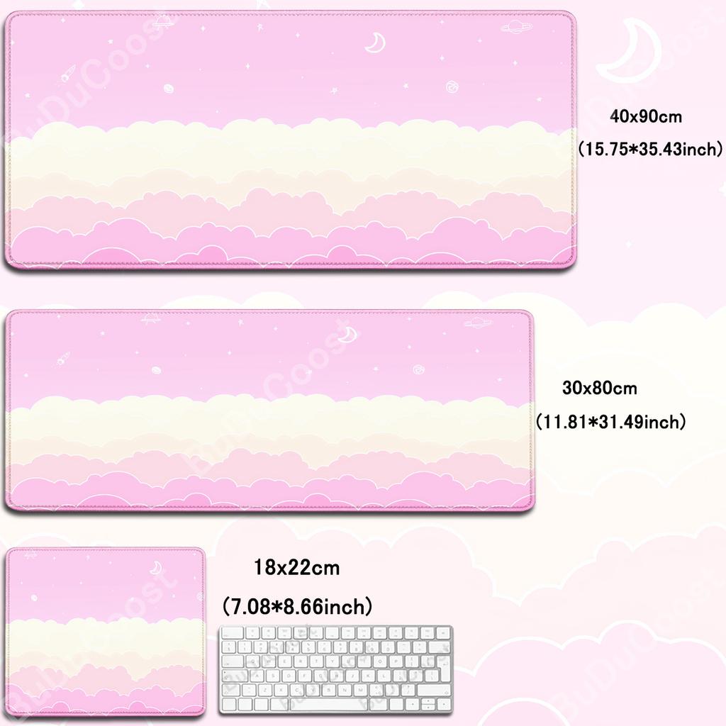 Gaming Mousepad Pastel Cloud HD Desk Mat Kawaii Cartoon Pink Mouse Pad 30x80cm Rubber Rugs Extended Gamer Lock Edge Keyboard Mat