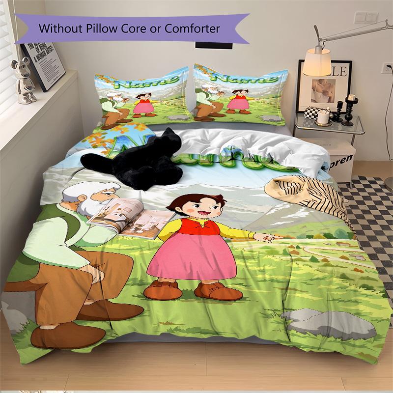 Custom Name Alpine Friends Print 3Pcs Bedding Set,Duvet Cover with 2 Bedro,Pillowcase Home Birthday Gift
