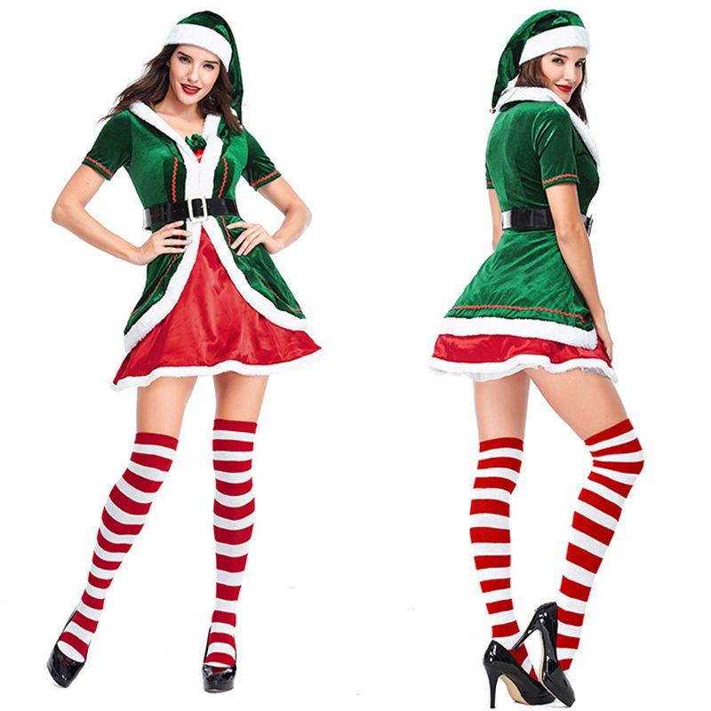 Vibrant Xmas Party Fancy Dress With Soft Touch Velvet Santa's Helper Costume