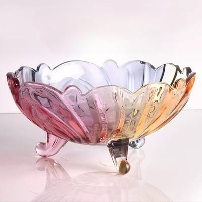 European Style Glass Fruit Plate Salad Bowl Candy Dried Fruit Plate Household Coffee Table Living Room Snack Container