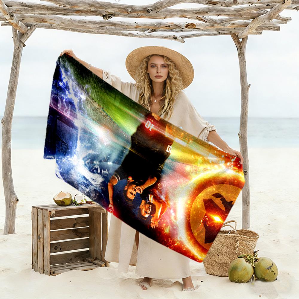 Dynamic Soccer Artwork Beach Towel Quick-Dry Soft Microfiber Comfortable Lightweight