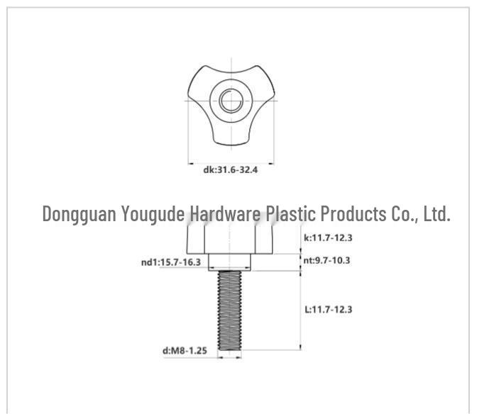 304 Stainless Steel Triangle Hand-Tightened Screw with Rubberized Handle