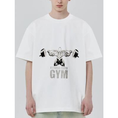 Fitnessstudio T-Shirt Schwarz Hantel Muskelmann Grafikdruck für Training und Gym-Bekleidung