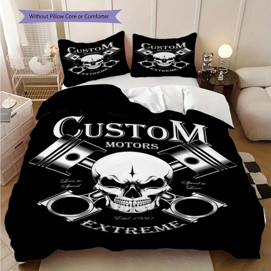 Custom Motorcycles Built Not Bought Bedding (1 * duvet cover + 2 * pillowcase, without core) 2D Flat Soft and comfortable Duvet cover and pillowcase