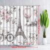 Rideau de douche luxueux Tour Eiffel Parisienne Décor de salle de bain floral rose vintage Polyester Rideau imperméable Décoration de maison S