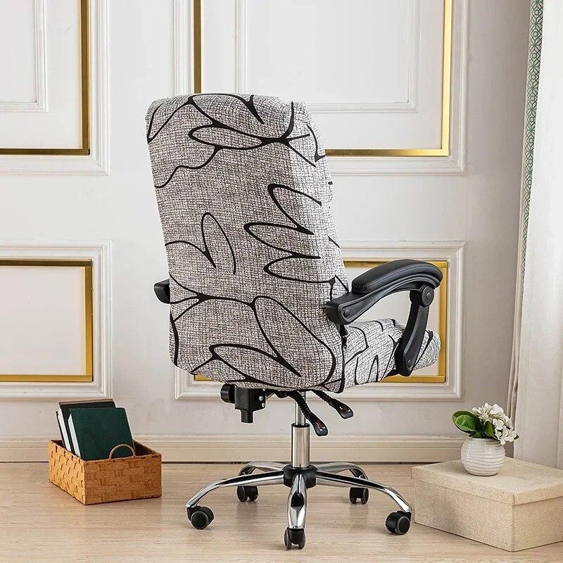 Blommig dator Kontorsstolsöverdrag Elastiskt roterande spelfåtöljöverdrag Stretch Skrivbord Säte Slipcover Funda para Silla de oficina