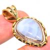 Natural Blue Lace Agate Two Tone 925 Solid Sterling Silver Pendant 1.50'' m4j45