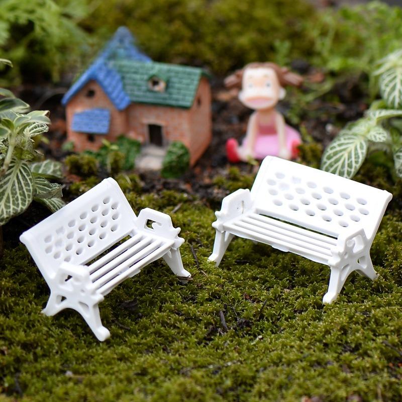 3pcs Resin Miniature Bench Stools Micro Landscapes Park Chair Figurines Crafts Succulents Bonsai  Doll House Fairy Garden Decor