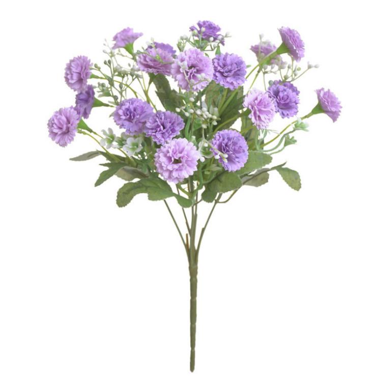 [1 Bouquet] 20 Heads Carnation Simulation Hydrangea Artificial Flowers Fake Silk Flower Garden Small Lilac Flowers Decor