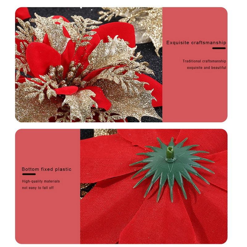 10/50pcs Artificial Glitter Christmas Flowers for Xmas Tree Ornament Fake Flower Floral New Year Party Home Decoratio
