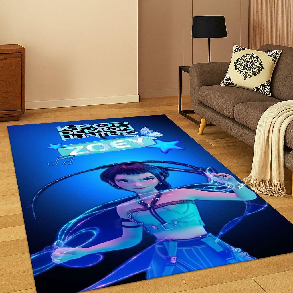 3D Demon Hunters Kpop Rumi Mira Zoey Music Carpet Rug for Bedroom Living Room Sofa Home Decor,Area Rug Non-slip Floor Mat Gift