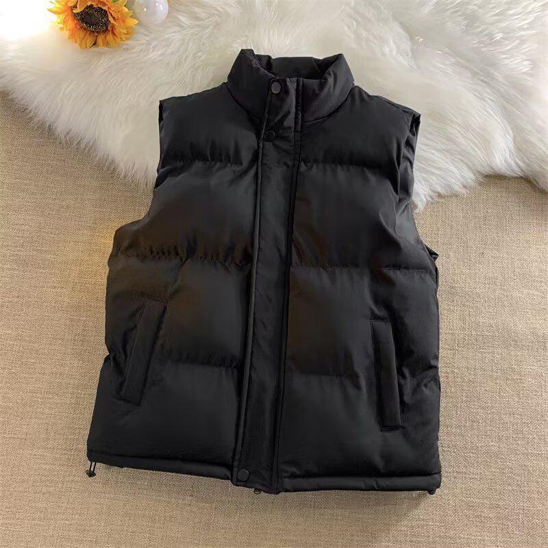 

2025 Unisex Black Stand Collar Sleeveless Winter Vest - Versatile Outerwear 3XL