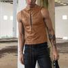 Men Sleeveless Lace-up Bandage PU Leather Party Club Tank Tops