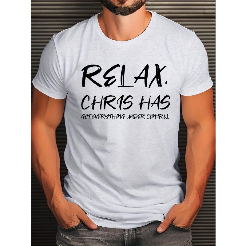 

Юмористическая футболка с цитатой для мужчин - Расслабленный принт CHRIS, Повседневная футболка с коротким рукавом, Можно стирать в машине S белый