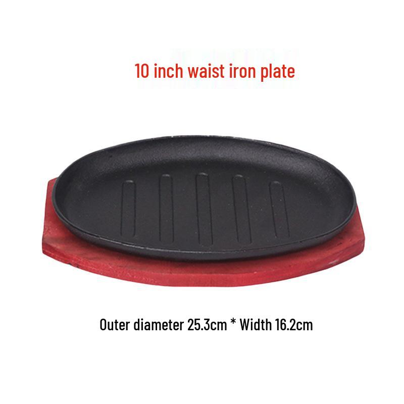 Commercial Cast Iron Round Griddle Pan for BBQ and Gas Grill - Rectangular Steak Plate