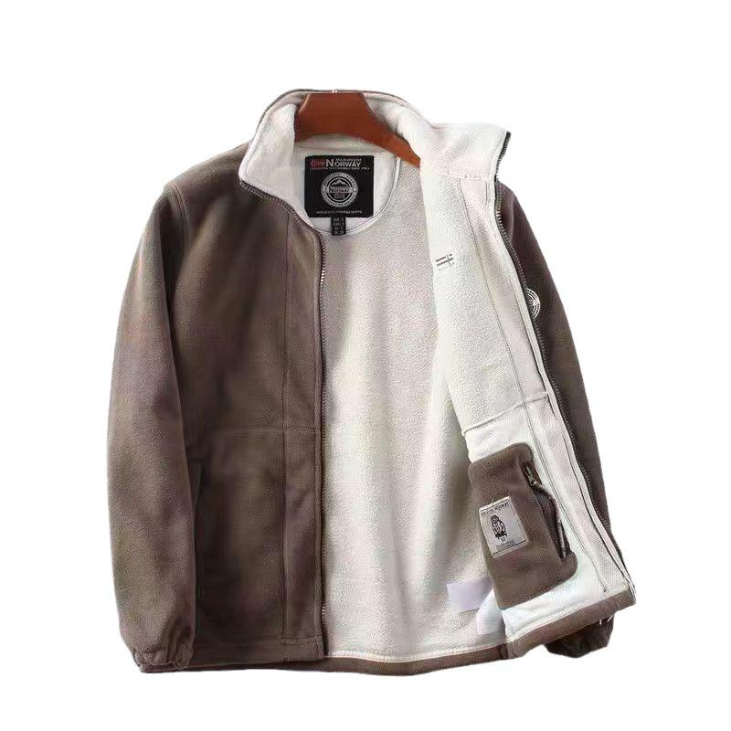 Norway Export: Men's Double-Sided Polar Fleece Jacket, Velvet Thickened, Autumn/Winter Warm, Loose Fit, Large Size