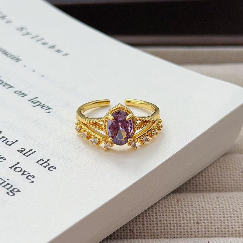 Medieval French Retro Full Diamond Open Ring Fashion High Sense Temperament Niche Design Exquisite Diamond Accessories Women