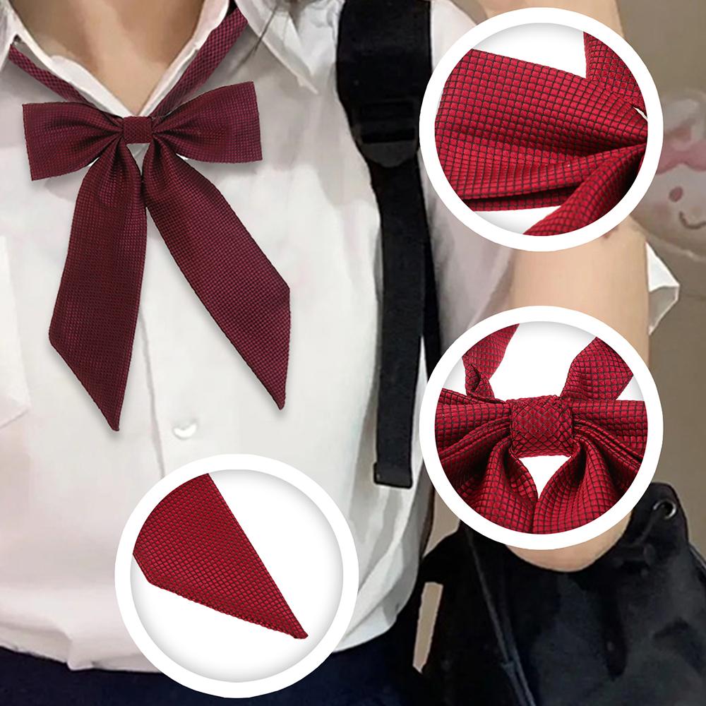 Women Girls Pre-tied Adjustable Bow Tie, Solid Ribbon Long Tail Bowknot for JK Uniform Lolita Shirt School Cosplay Party