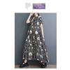 Vestido solto plus size de manga curta com estampa fashion e comprimento médio
