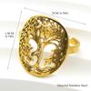 Yoga Healing Tree of Life Ring for Women Men Stainless Steel Gold Color Balance Spiritual Adjustable Rings Jewelry R59S02