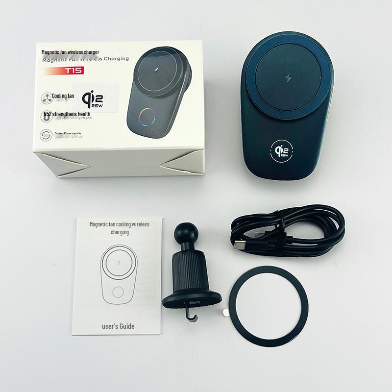 In Stock Automotive 25W Qi2 Semiconductor Cooled Wireless Fast Charger & Mount