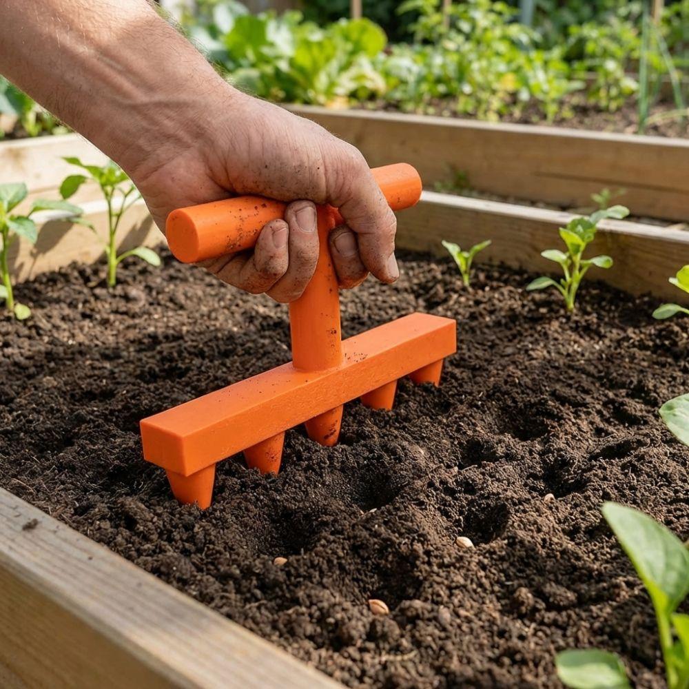 Plastic Handheld Sowing Tool 5-Prong Depth Marker Tool Seeder Spreader Planter  Flower Planting