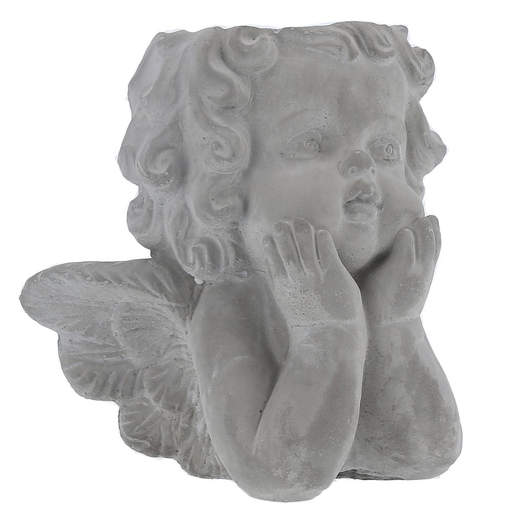 Small Retro Style Angel Vase Cement Angel Flower Pot Desktop Ornament for Living Room Garden