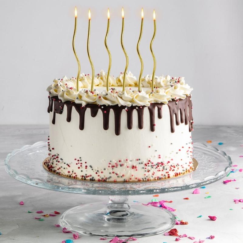 6 Stück Elegante Gebogene Vergoldete Bunte Kuchenkerze für Geburtstage und Babypartys Cupcake-Dekoration Partyzubehör