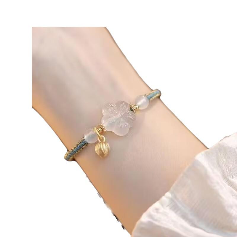 Chinese Retro Plum Blossom Adjustable Bracelet for Women – Woven Hand Rope Gift for Couples