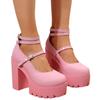 2025 Spring Plus Size Women's High Heels - European & American Fashion, Single Strap Thick Heel