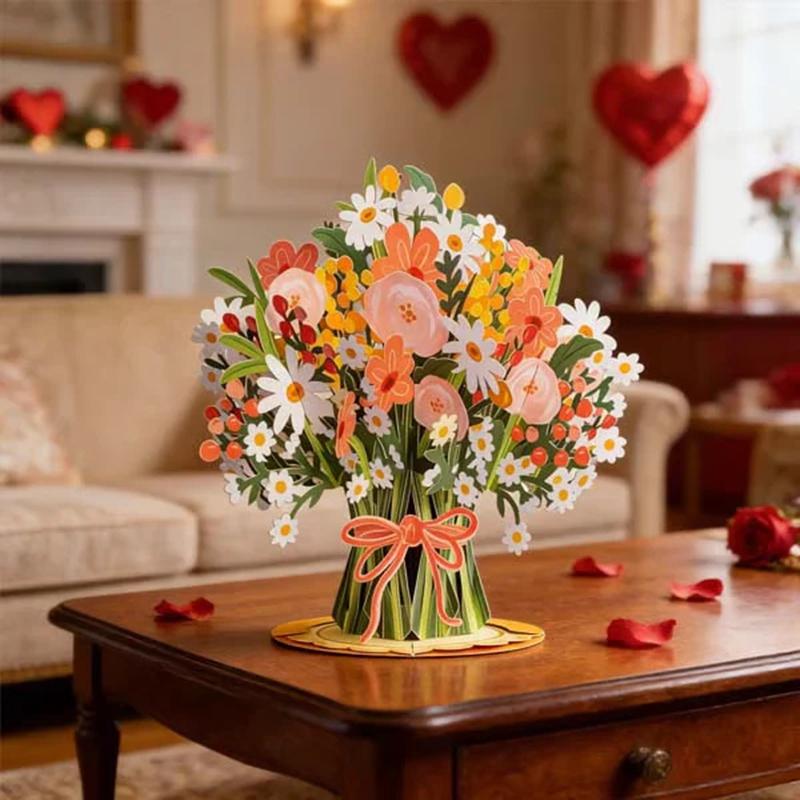 3D Pop-Up Flower Greeting Card Multi-Style for Mother's Day Birthday Wedding Valentine's Day Anniversaries Perfect Gifts