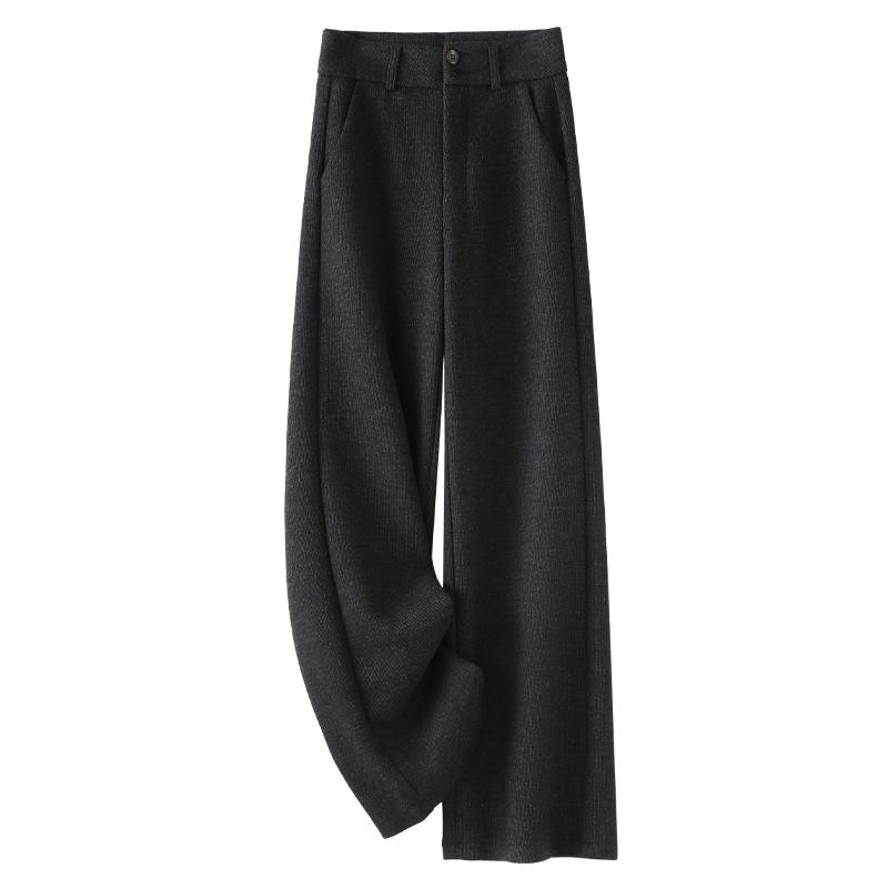 

Абрикосовые шерстяные брюки с высокой посадкой, облегающего кроя, прямого покроя - Женский повседневный стиль осень/зима 2024. L чёрный