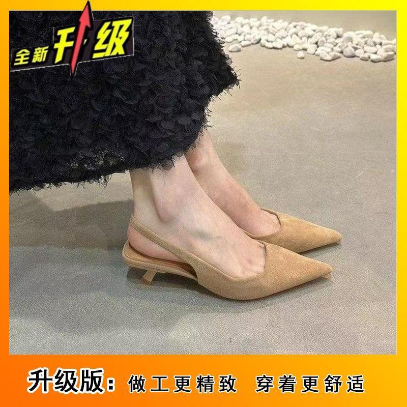 

Pointed stiletto single shoes women s 2025 spring and summer French retro bag head sandals temperament banquet socialite with skirt shoes 40