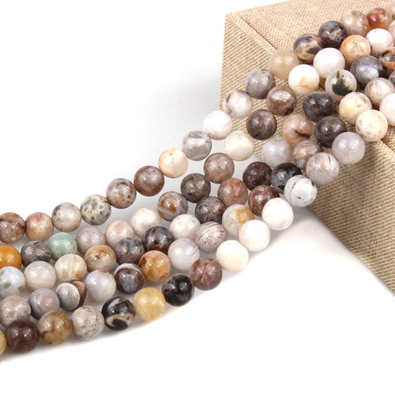 Natural Bamboo Leaf Agate Round Beads for DIY Jewelry Accessories