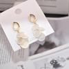 Women Natural Shell Cutting Piece Tassel Drop Earrings Matte Metal Stud Earrings