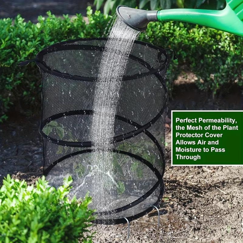 Garden Insect Plant Covers, Pop-up Black, Durable Plastic Mesh Grid Garden Cage, Breathable Greenhouse Protective Covers, 2 Pcs