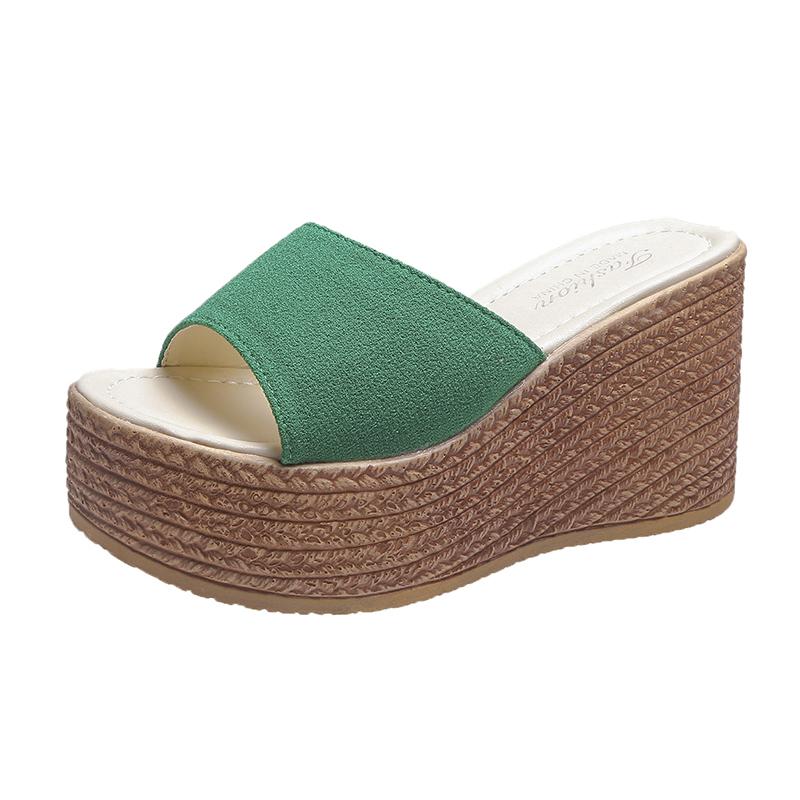 Damen Bequeme Plateau-Sandalen mit offenem Zehenbereich, High Heels, lässige Slipper, strapazierfähige Keilabsatz-Pantoletten, Slides