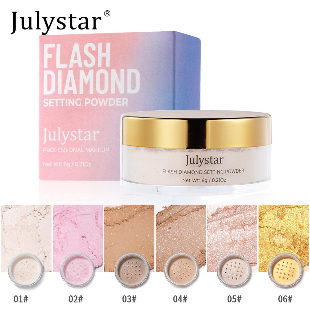 Julystar Pearlescent loose powder Concealer Diamond honey powder fine anti-sweat long-lasting oil-control matte setting powder