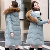 Down Jacket Women's Medium and Long New Slim-fit Fur Collar Warm Duck Down Thickened Jacket Winter