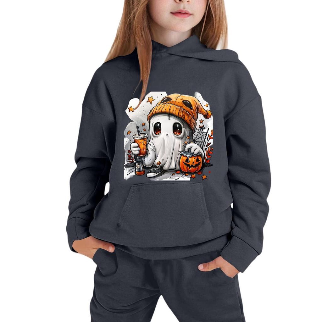 Kids' Hooded Sweatshirt with Halloween Print for Festive Wear