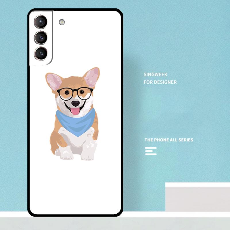 Cartoon Corgi Dog Case For Samsung Galaxy S25 Ultra S25 FE S20 S21 S22 S23 Plus S9 S10 S24 Ultra Phone Cover