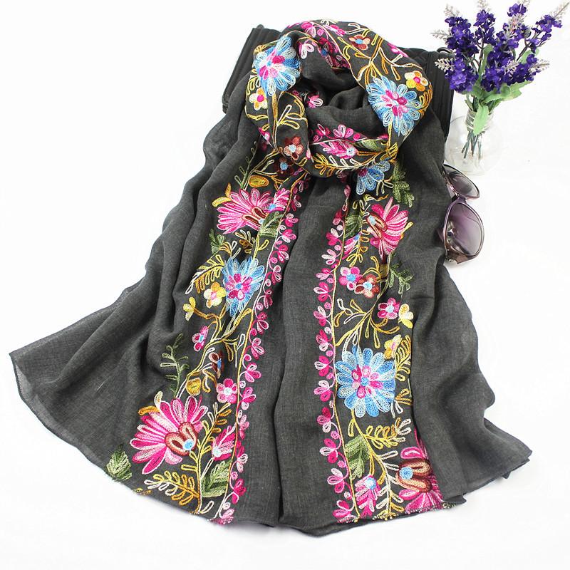 

Ретро непальский стиль этнический стиль хлопок и лен вышитый шарф для женщин литературная шаль весна осень и зима вышитые цветы