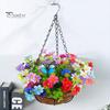 Spring Simulation Flower Hanging Basket No Need Water Non-fading Beautiful Realistic Home Decoration Artificial Flowers Hanging Pot Decoration