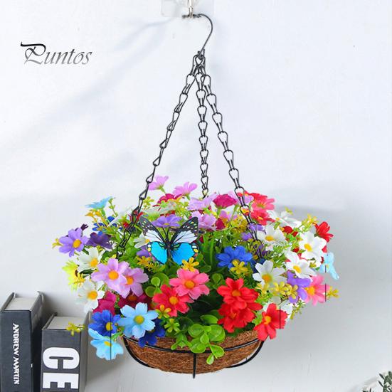 Coș suspendat cu flori de simulare de primăvară Nu este nevoie de apă Decorație frumoasă, realistă, pentru casă, flori artificiale, decorare pentru oală suspendată