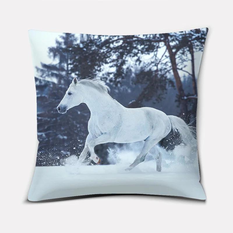 Fashion Classic Square Pillow Case, Galloping Horse, Magnificent Pattern. Living Room Sofa Cushion Cover, Pillow Cover