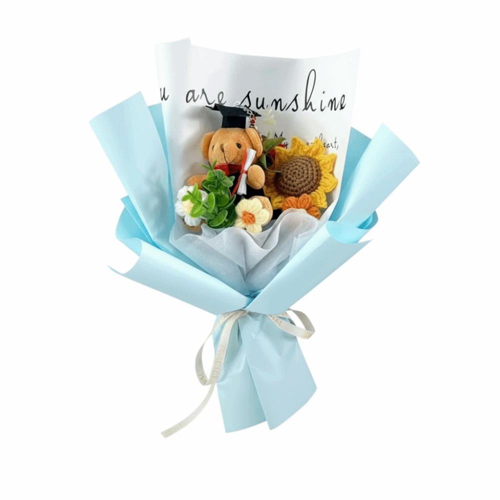 Handmade Sunflower Flowers Crochet Sunflower Dr. Bear Flower Bouquet New Animal Plush Bouquet  Gift