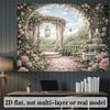 2D Pink Rose Garden Backdrop Romantic Archway Photography Background