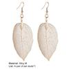 Tree Leaf Shape Alloy Hollow Bright Dangle Hook Earrings Fashion Jewelry for Wedding